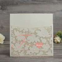 Ivory and White Laser Cut Wedding Invitation Pocket